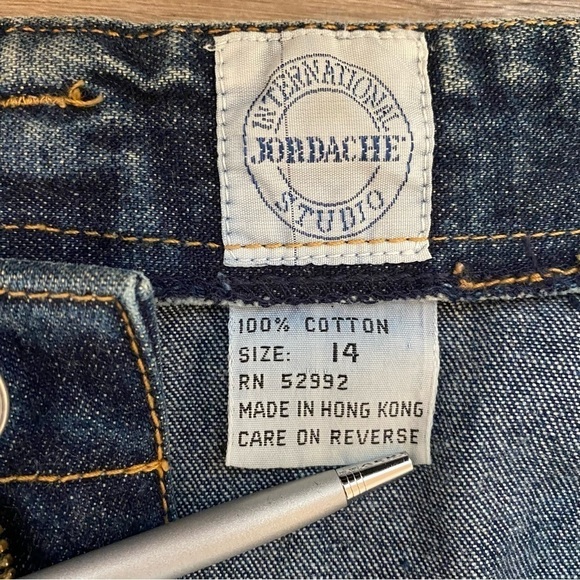 Jordache Vintage Medium Stone Washed Pleated Front Ultra High Waist Denim Jeans - Picture 9 of 11